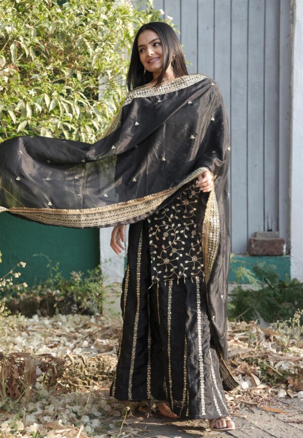 New Designer Chinon Lehenga Suit with Front & Back Sequence Embroidery Work - Image 3