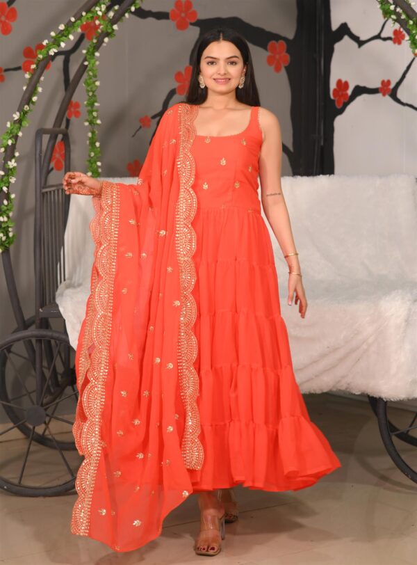 Glamorous Georgette Gown with Full Flair and Sequence Embroidery - Image 3