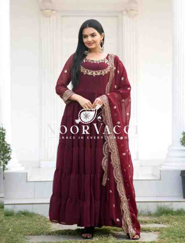 Stunning Georgette Gown with Elegant Sequence Embroidery