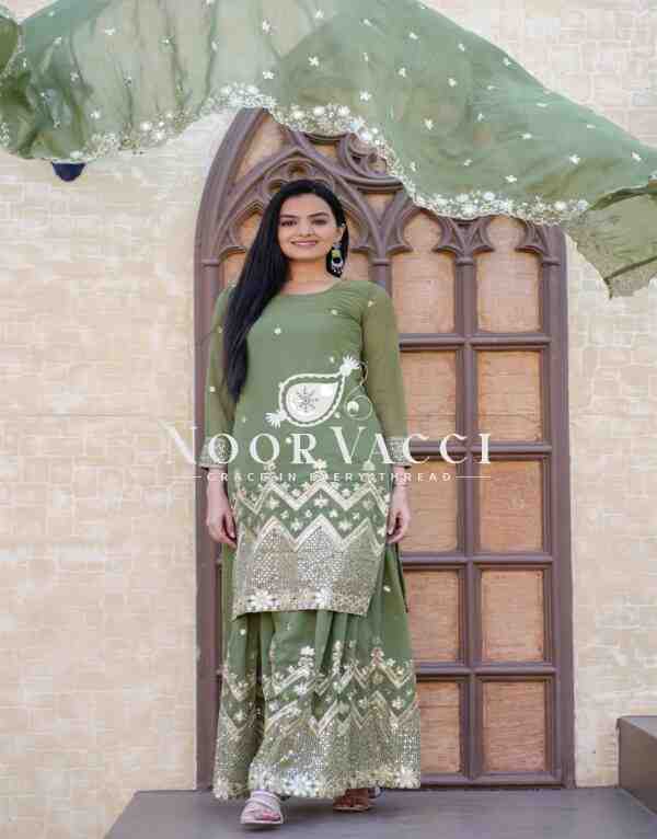 Elegant Fox Georgette Sharara Suit with Rich Sequence Embroidery - Image 3
