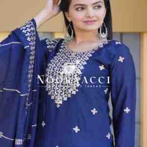 Elegant Chinon Designer Suit with Heavy Coding Sequence Embroidery
