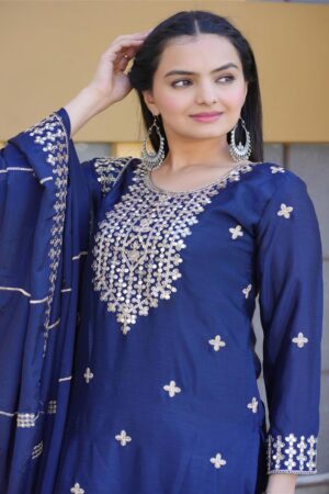 Shop Elegant Chinon Designer Suit with Heavy Coding Sequence Embroidery