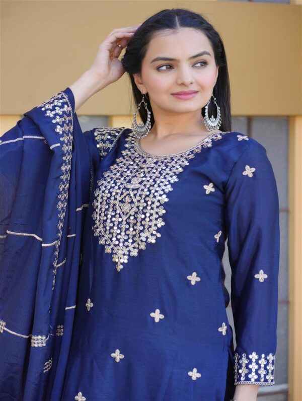 Shop Elegant Chinon Designer Suit with Heavy Coding Sequence Embroidery