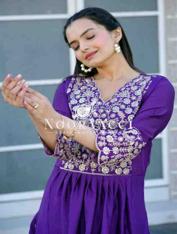 Elegant Chinon Embroidered Gown with Sequence Work and Dupatta - Image 4