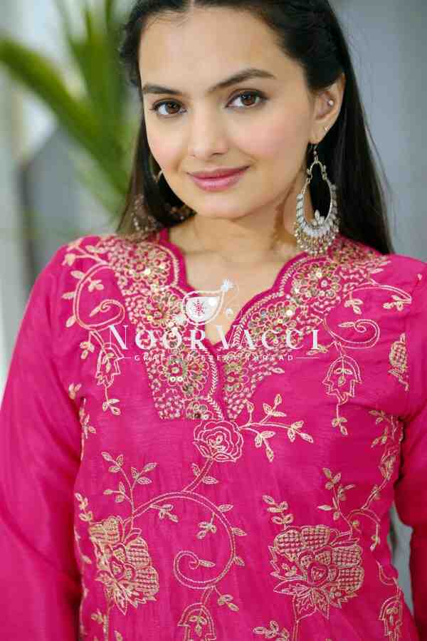 Elegant Chinon Embroidered Suit with Sequence Work and Matching Dupatta - Image 4