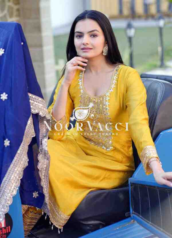 Designer Embroidered Chinon Suit with Heavy 5MM Sequence Work – Elegant Partywear Set - Image 4