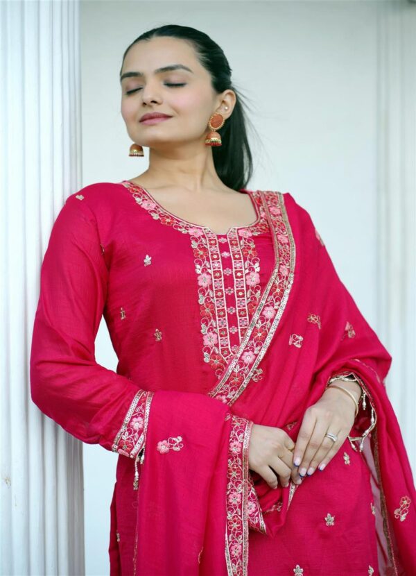 Buy Designer Embroidered Vichitra Suit with 5MM Sequence Work – Premium Festive Collection - Image 4