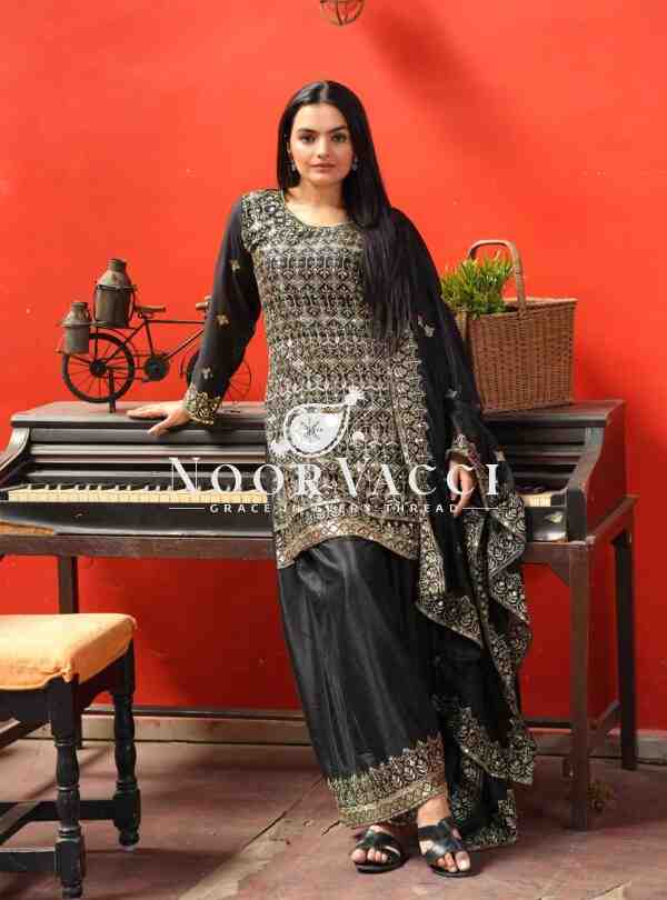 Elegant Chinon Sharara Suit with Intricate Sequence Embroidery – Designer Ethnic Set - Image 4