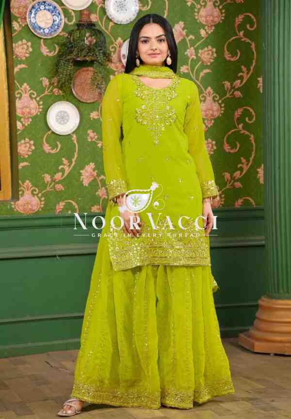 Designer Georgette Sharara Suit with Sequence Embroidery – Elegant Festive Wear - Image 4