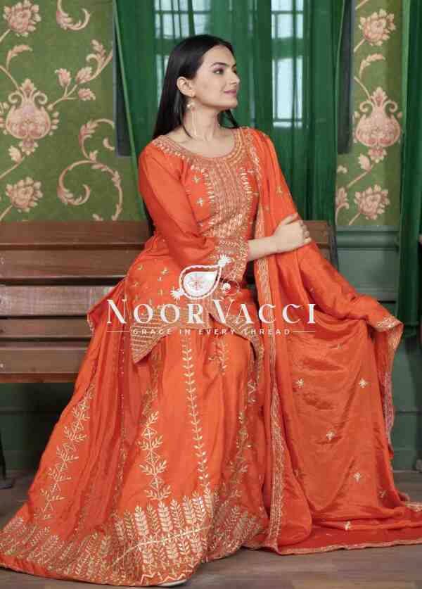 Chinon Embroidered Sharara Suit with Dual-Side Work & Heavy Dupatta – Designer Festive Wear - Image 4