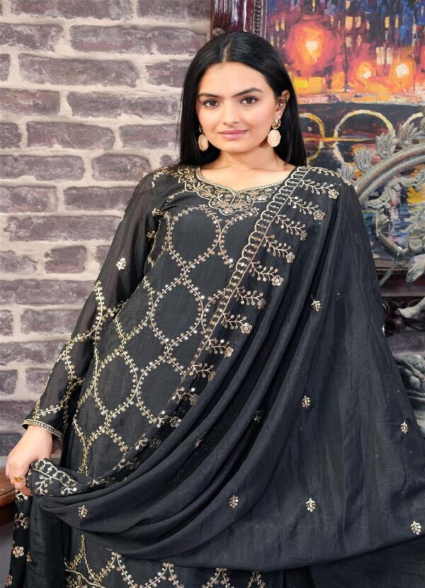 Shop Elegant Chinon Sharara Suit with Heavy Embroidered Dupatta – Premium Designer Wear - Image 4