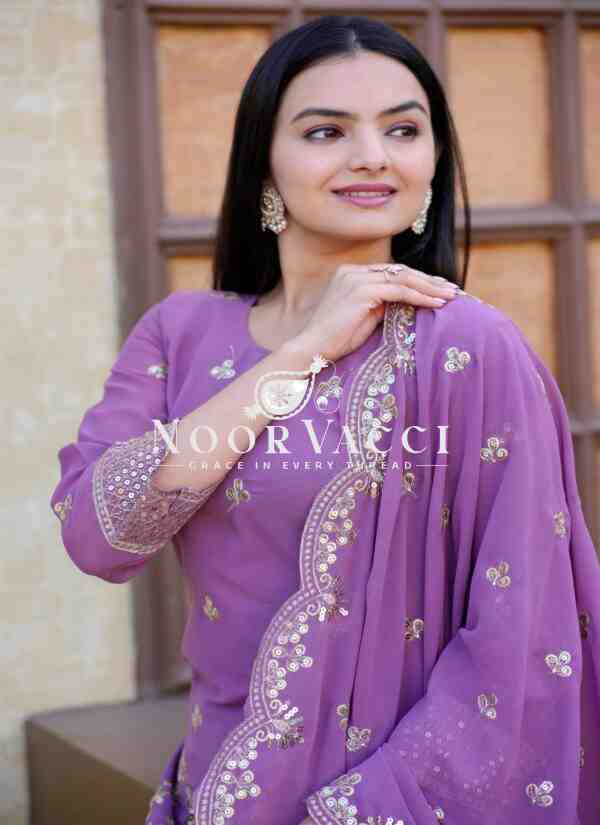 Elegant Fox Georgette Sharara Suit with Beautiful Sequence Embroidery - Image 4