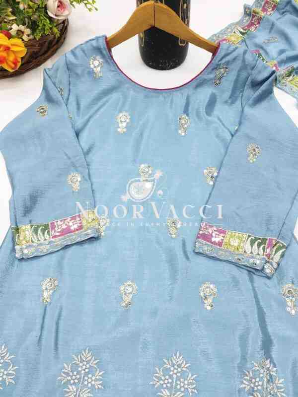 New Designer Chinon Suit with Sequence Embroidery Work - Image 4