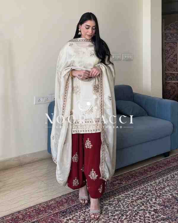 New Designer Chinon Suit with Sequence Embroidery Work - Image 3