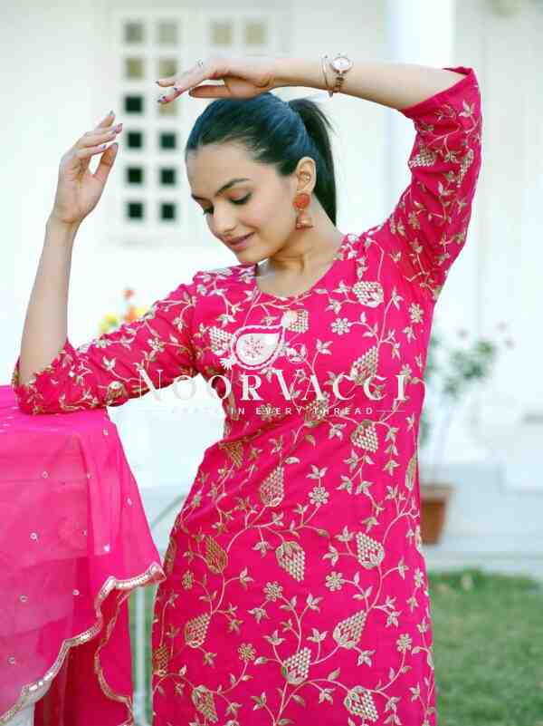 Elegant Fox Georgette Sharara Suit with Sequence Embroidery - Image 4