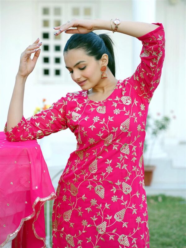 Buy Elegant Fox Georgette Sharara Suit with Sequence Embroidery - Image 4