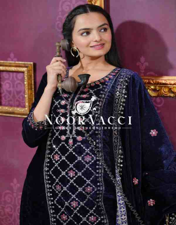Royal Velvet Designer Suit with Sequence Embroidery , Perfect for Winter Glam! - Image 4