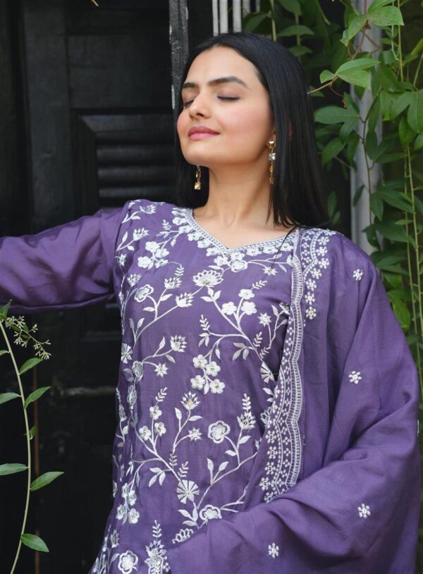 Shop Designer Embroidered Chinon Sharara Suit with Sequence Work – Elegant Festive Wear - Image 5
