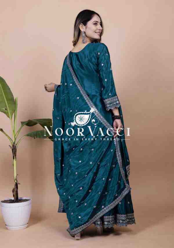 New Designer Chinon Sharara Suit with Sequence Embroidery - Image 5