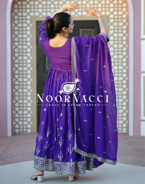 Buy Elegant Georgette Designer Gown with Sequence Embroidery and Matching Dupatta - Image 5