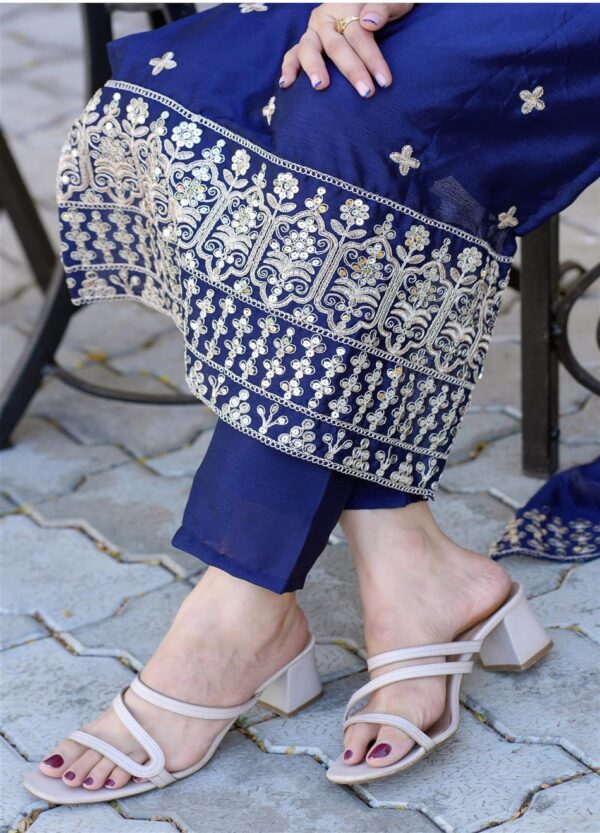 Shop Elegant Chinon Designer Suit with Heavy Coding Sequence Embroidery - Image 5