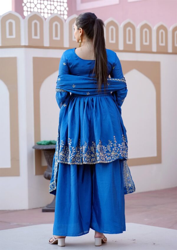 Stylish Chinon Embroidered Sharara Suit with Sequence Work and Matching Dupatta - Image 5