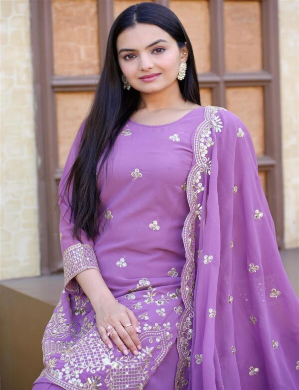 Buy Elegant Fox Georgette Sharara Suit with Beautiful Sequence Embroidery - Image 5