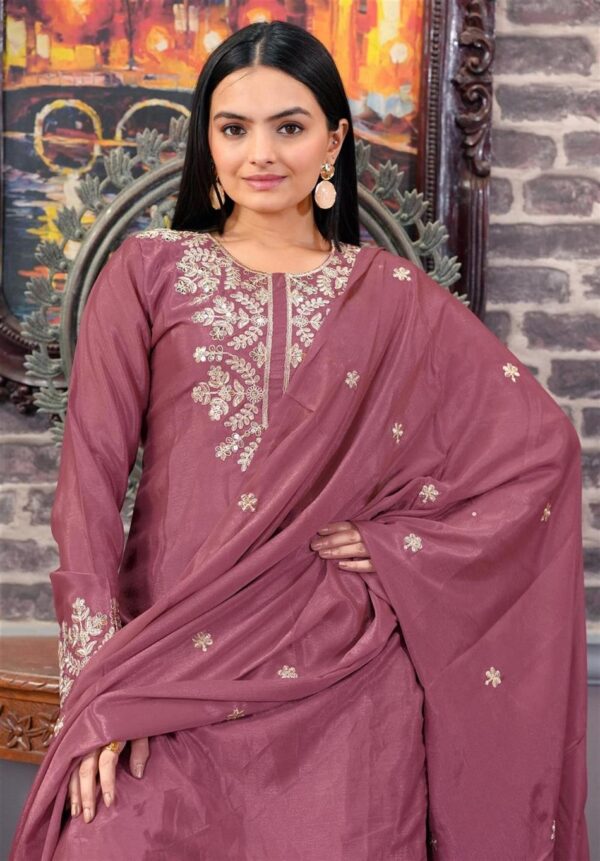 Shop Designer Embroidered Chinon Sharara Suit with Sequence Work – Elegant Festive Outfit - Image 5