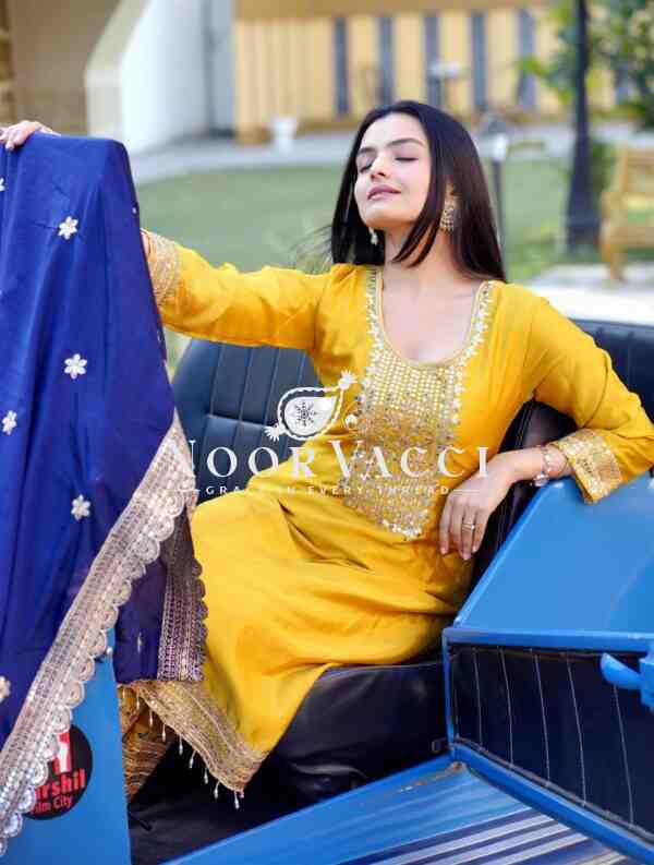 Designer Embroidered Chinon Suit with Heavy 5MM Sequence Work – Elegant Partywear Set - Image 5
