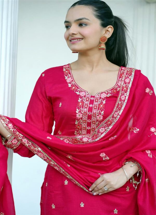 Buy Designer Embroidered Vichitra Suit with 5MM Sequence Work – Premium Festive Collection - Image 5