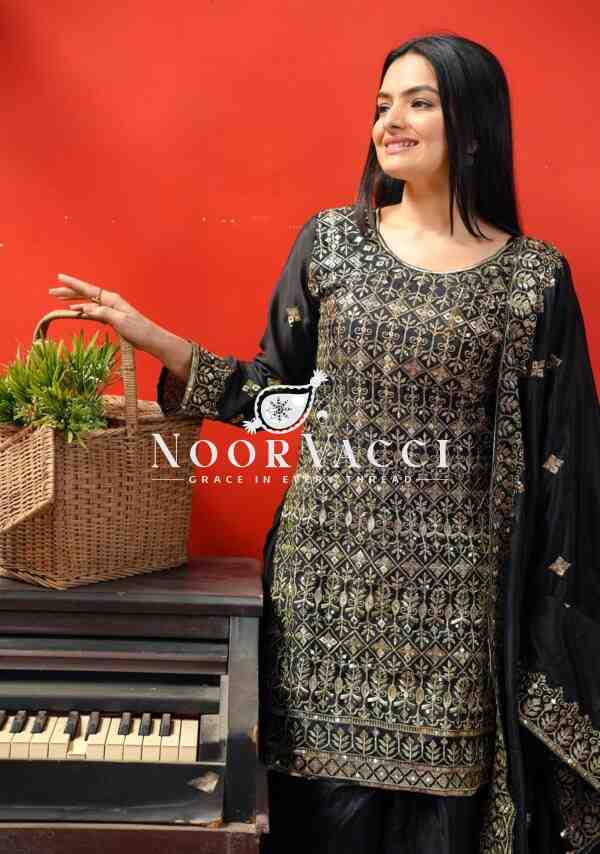 Elegant Chinon Sharara Suit with Intricate Sequence Embroidery – Designer Ethnic Set - Image 5
