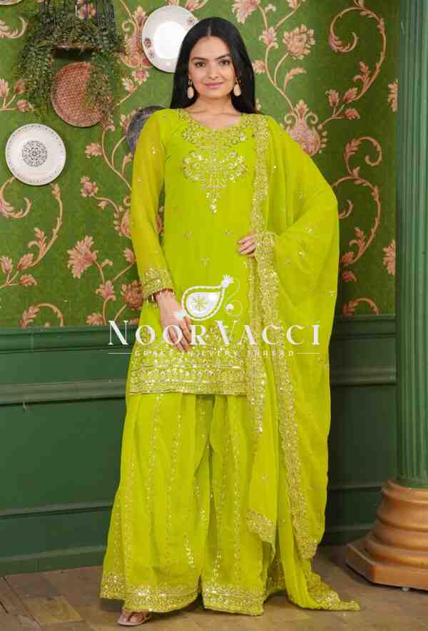 Designer Georgette Sharara Suit with Sequence Embroidery – Elegant Festive Wear - Image 5
