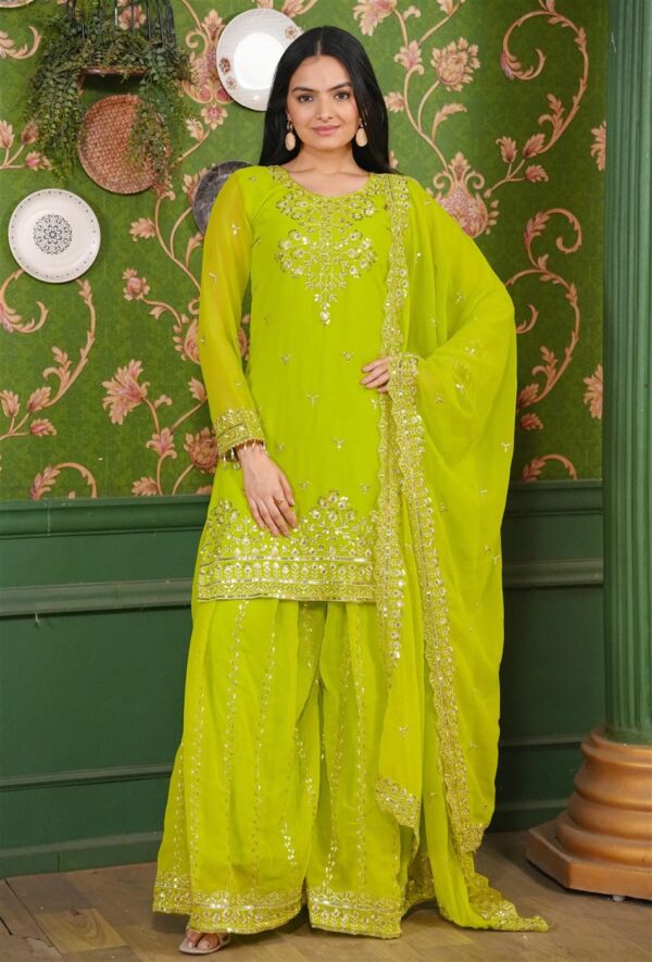 Buy Designer Georgette Sharara Suit with Sequence Embroidery – Elegant Festive Wear - Image 5