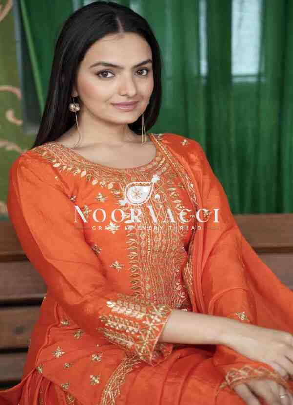 Chinon Embroidered Sharara Suit with Dual-Side Work & Heavy Dupatta – Designer Festive Wear - Image 5
