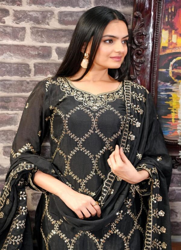Shop Elegant Chinon Sharara Suit with Heavy Embroidered Dupatta – Premium Designer Wear - Image 5