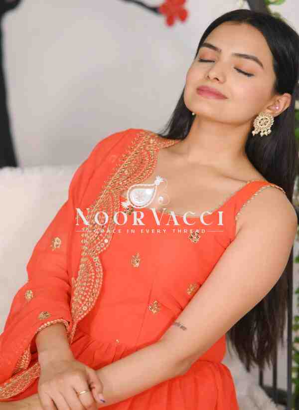 Glamorous Georgette Gown with Full Flair and Sequence Embroidery - Image 5