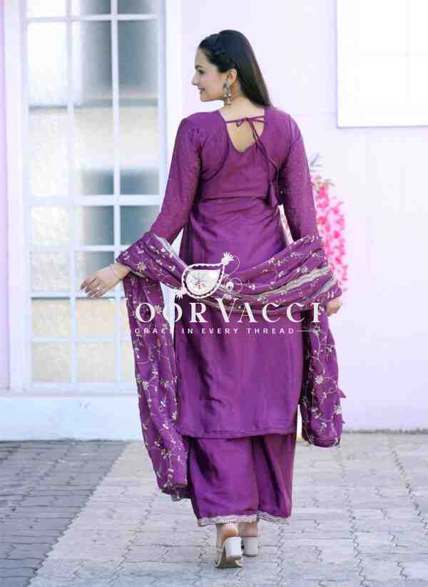 Chinon Designer Suit with Sequence & Stone Embroidery – Elegant Partywear Set - Image 5