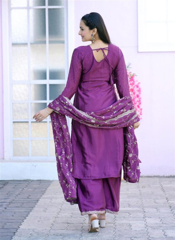 Shop Chinon Designer Suit with Sequence & Stone Embroidery – Elegant Partywear Set - Image 5