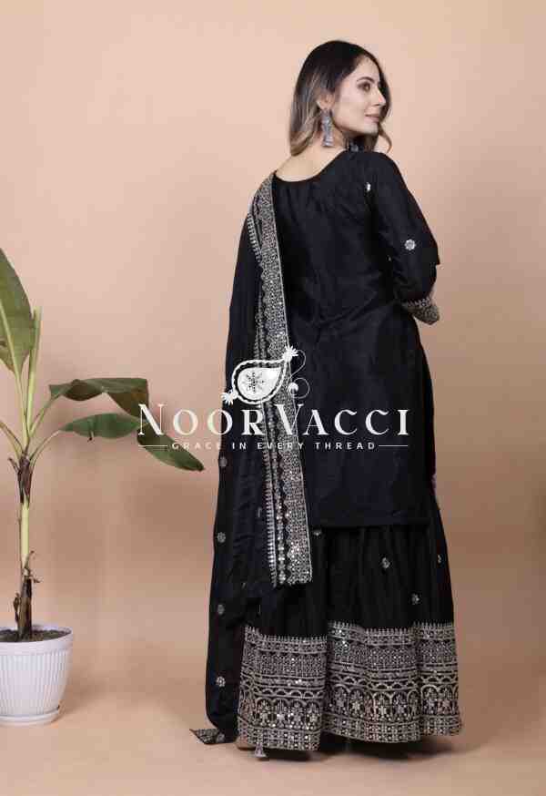 Elegant Chinon Sharara Suit with Sequence Embroidery – Designer Ethnic Set - Image 5