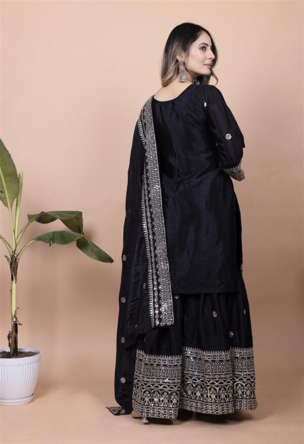 Buy Elegant Chinon Sharara Suit with Sequence Embroidery – Designer Ethnic Set - Image 5