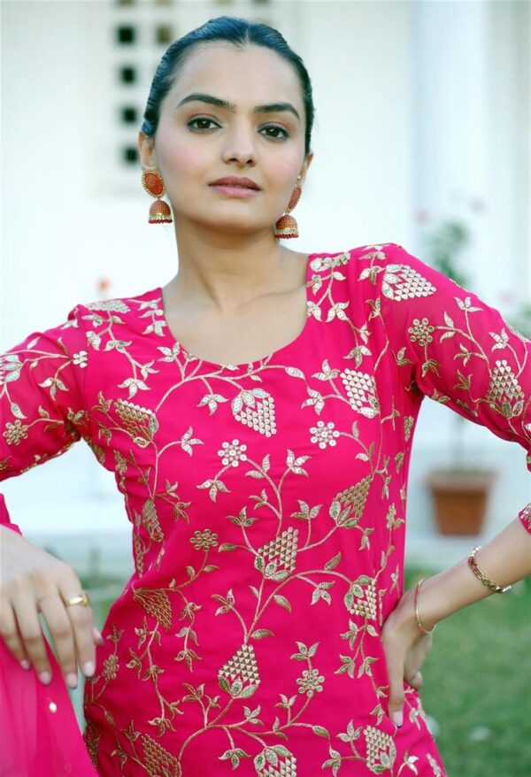 Buy Elegant Fox Georgette Sharara Suit with Sequence Embroidery - Image 5