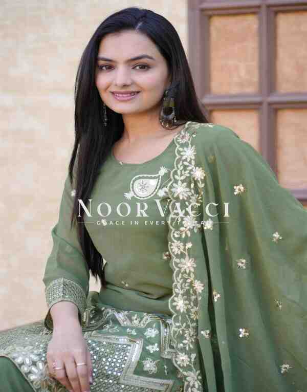 Elegant Fox Georgette Sharara Suit with Rich Sequence Embroidery - Image 5