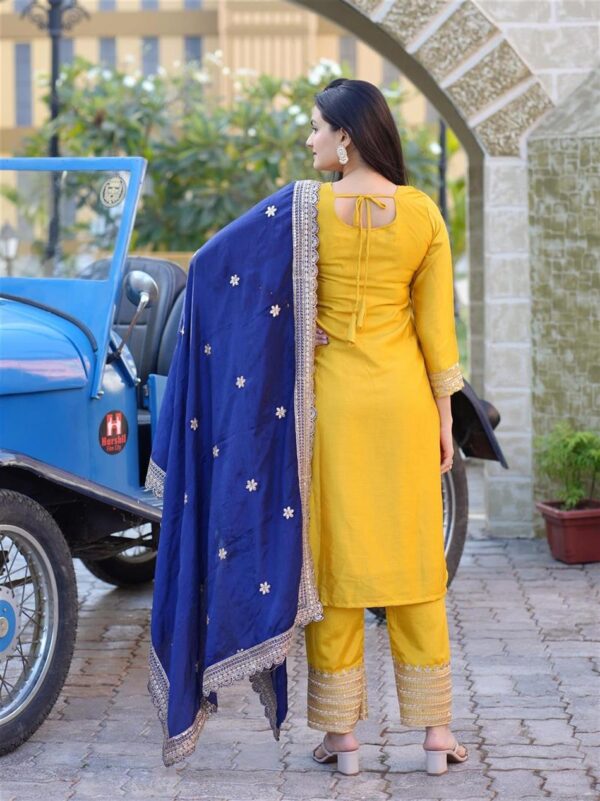 Shop Designer Embroidered Chinon Suit with Heavy 5MM Sequence Work – Elegant Partywear Set - Image 6