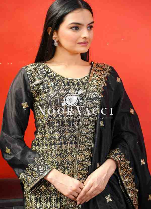 Elegant Chinon Sharara Suit with Intricate Sequence Embroidery – Designer Ethnic Set - Image 6