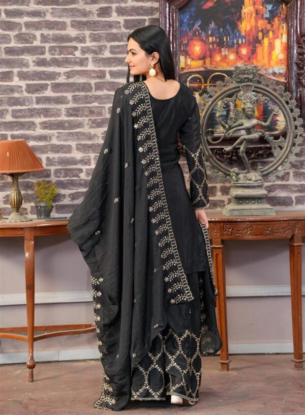 Shop Elegant Chinon Sharara Suit with Heavy Embroidered Dupatta – Premium Designer Wear - Image 6