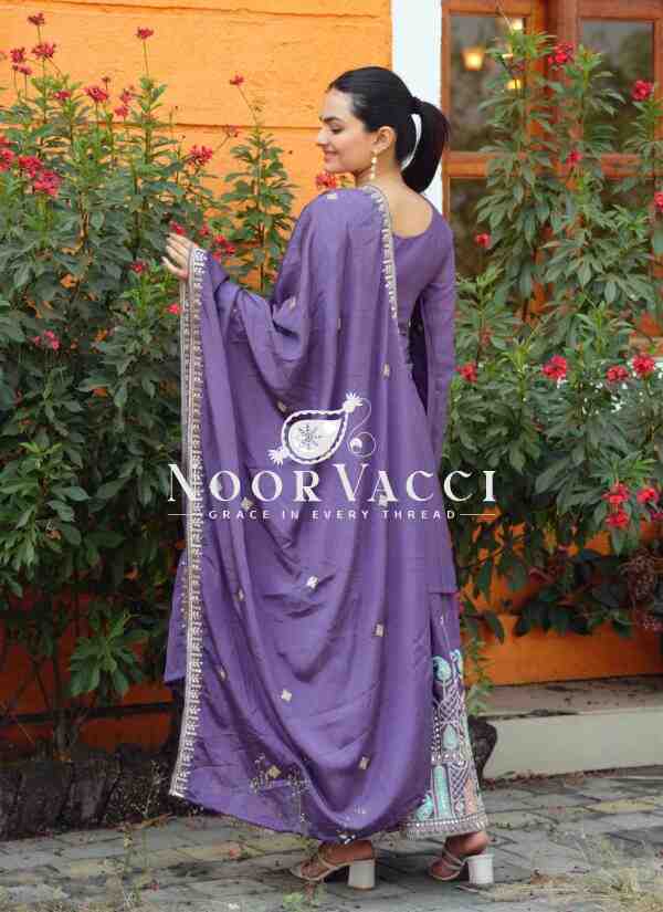 Designer Chinon Sharara Suit with Coding Sequence Embroidery – Premium Festive Wear - Image 6