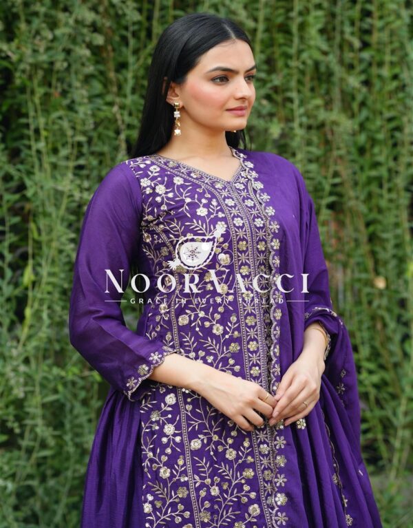 Buy Elegant Chinon Sharara Suit with Sequence Embroidery – Designer Ethnic Ensemble - Image 6