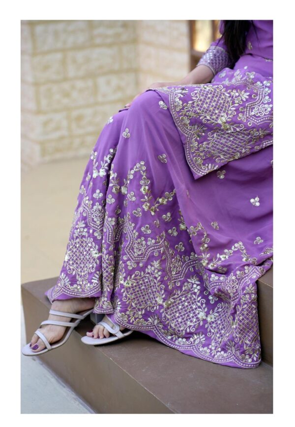 Buy Elegant Fox Georgette Sharara Suit with Beautiful Sequence Embroidery - Image 6