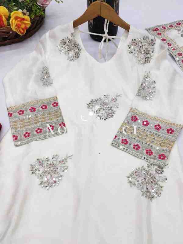 New Designer Chinon Suit with Sequence Embroidery Work - Image 5