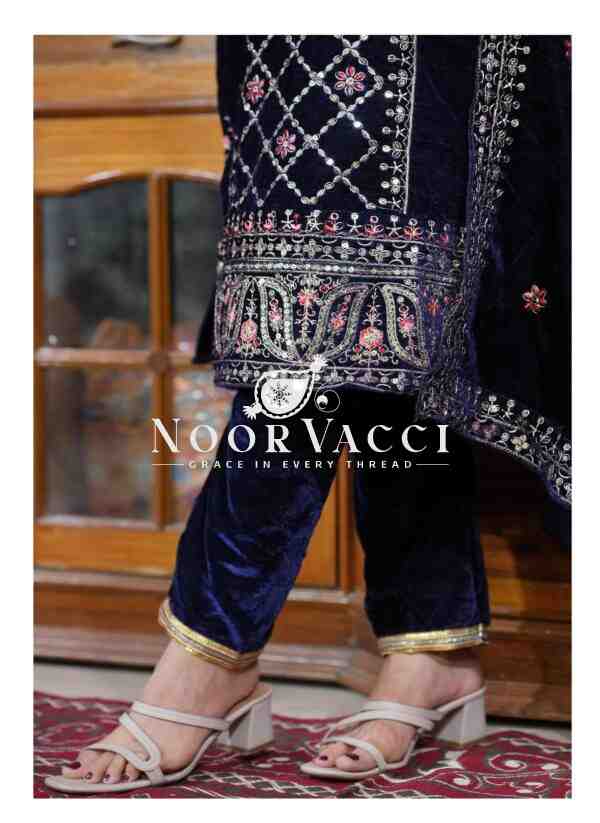 Royal Velvet Designer Suit with Sequence Embroidery , Perfect for Winter Glam! - Image 6